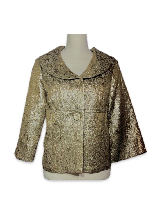 Elementz Jackets & Blazers - Elementz Gold Metallic Brocade Jacket Empire Waist Lined 3/4 Sleeve Size M